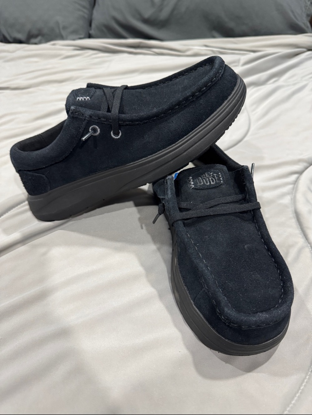 Hey Dude Black Suede Slip-On Loafers